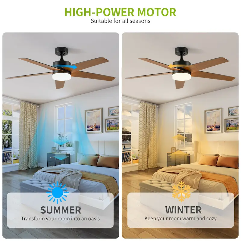 Ceiling Fan 52  with Lights and Remote, 5 Blade Ceiling Fan with Dimmable Light - 53
