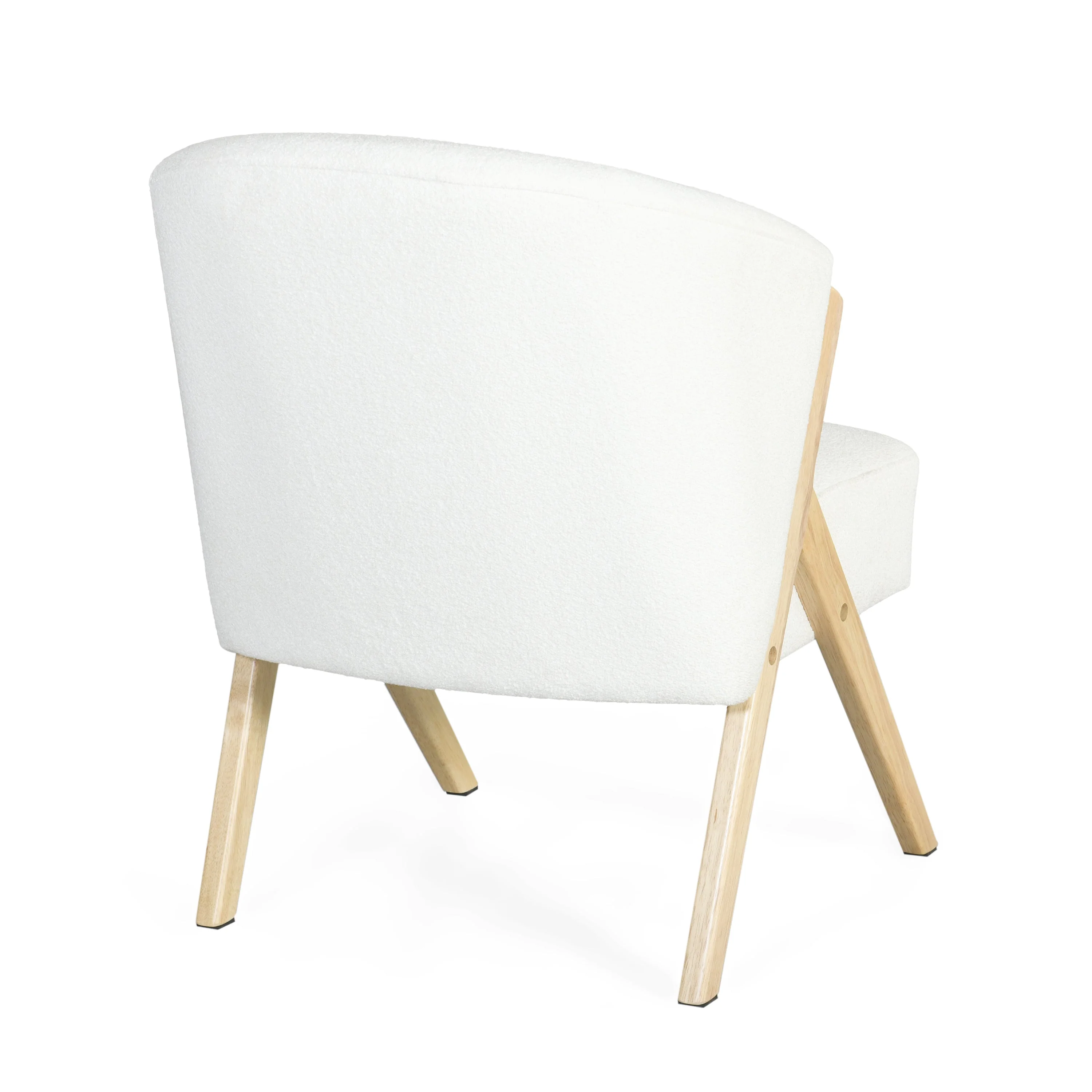 Modern Upholstery Accent Chair with Solid Wood Frame, White