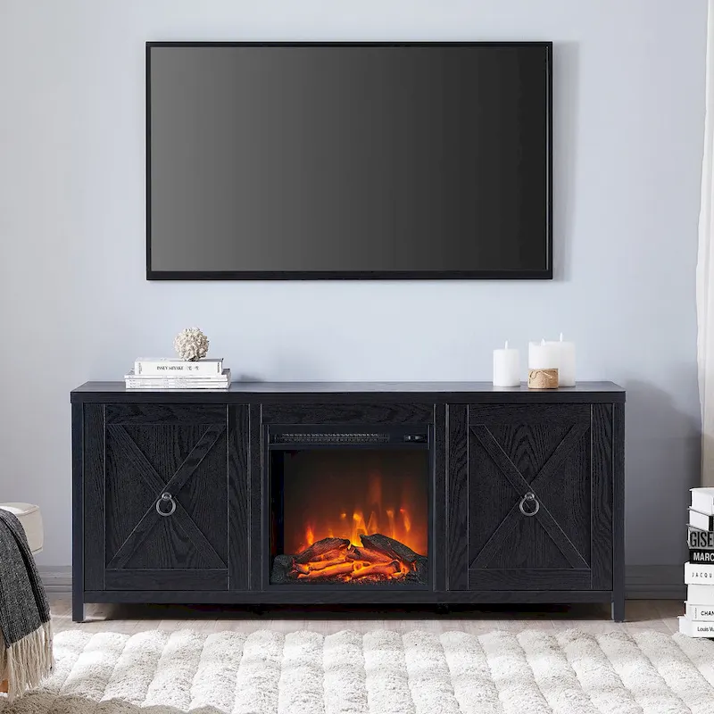 Granger 58  TV Stand with Log Fireplace Insert