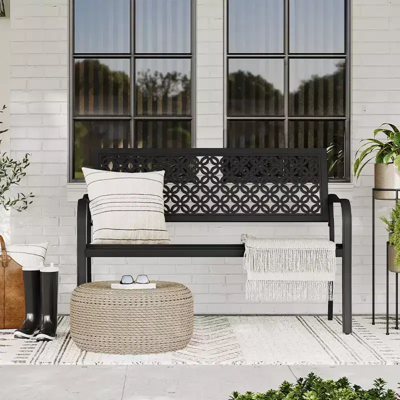 GRANDPATIO Carved-back Floral Garden Bench