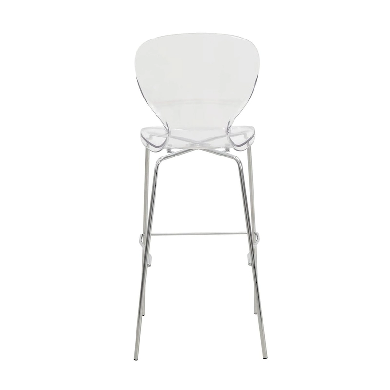 Acrylic Barstool with Steel Frame in Chrome Finish Oyster Series Set of 2