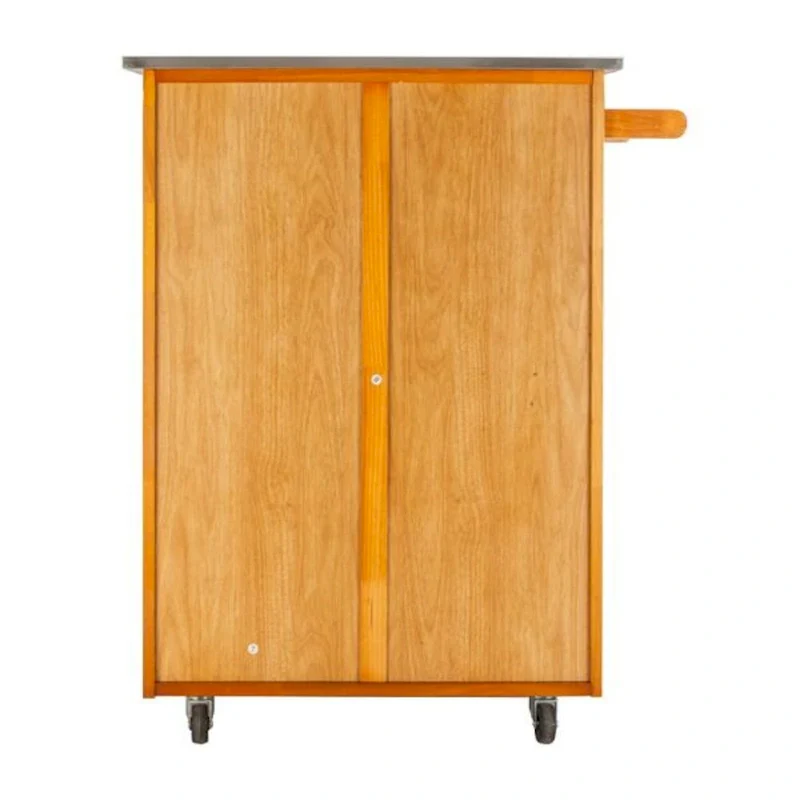 Moveable Kitchen Cart with Stainless Steel Table Top & One Drawer & One Cabinet Sapele - (28.74 x 18.90 x 35.04)