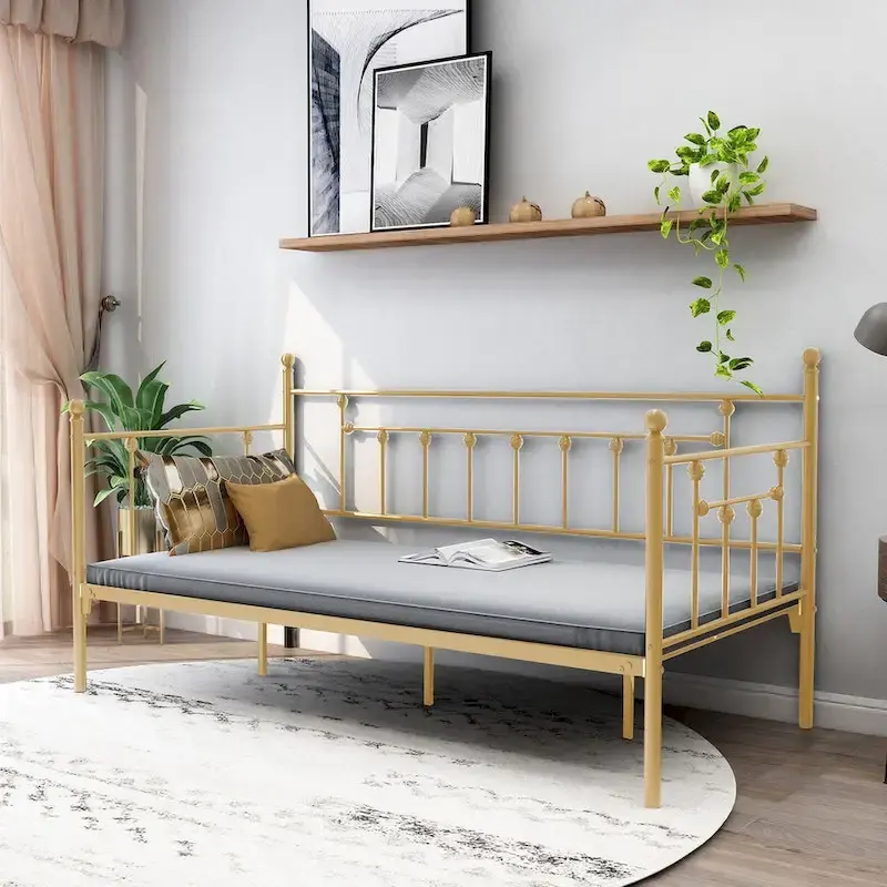 Black / Gold / White Metal Daybed Frame, Twin Size, Sofa Bed, 1-Person