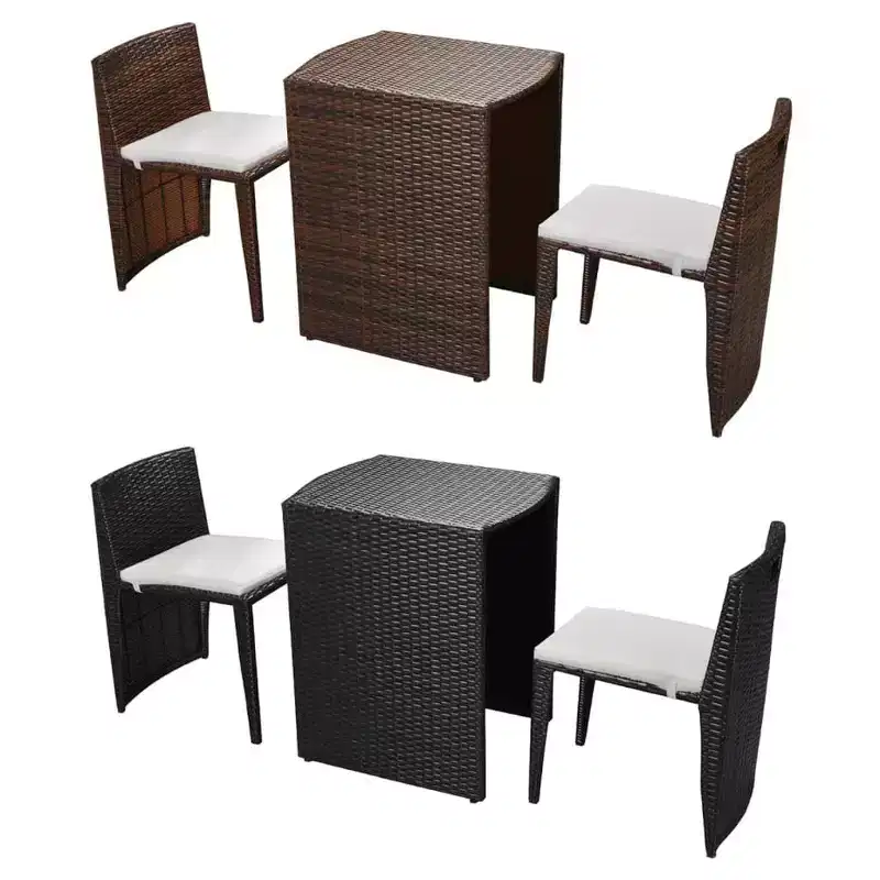 vidaXL Patio Bistro Set Outdoor Furniture Set Table and Chairs Poly Rattan