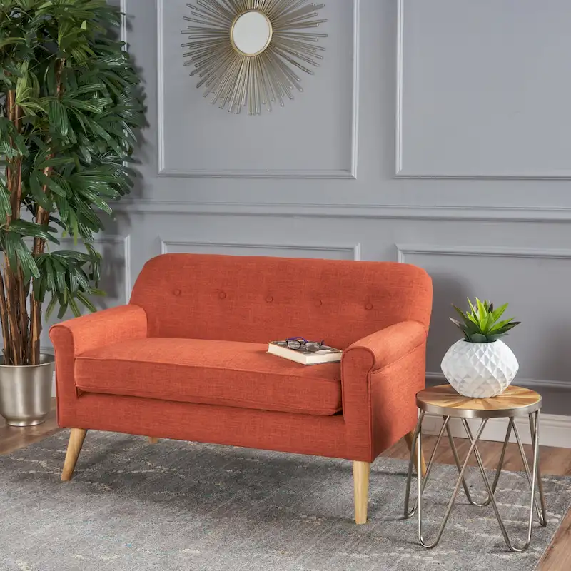 Mariah Mid-Century Fabric Loveseat
