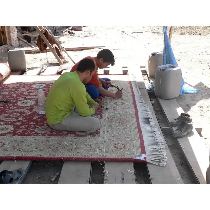 Handmade Printed-Cotton Wood Ottoman Footstool (India) - 16  x 16  x 6