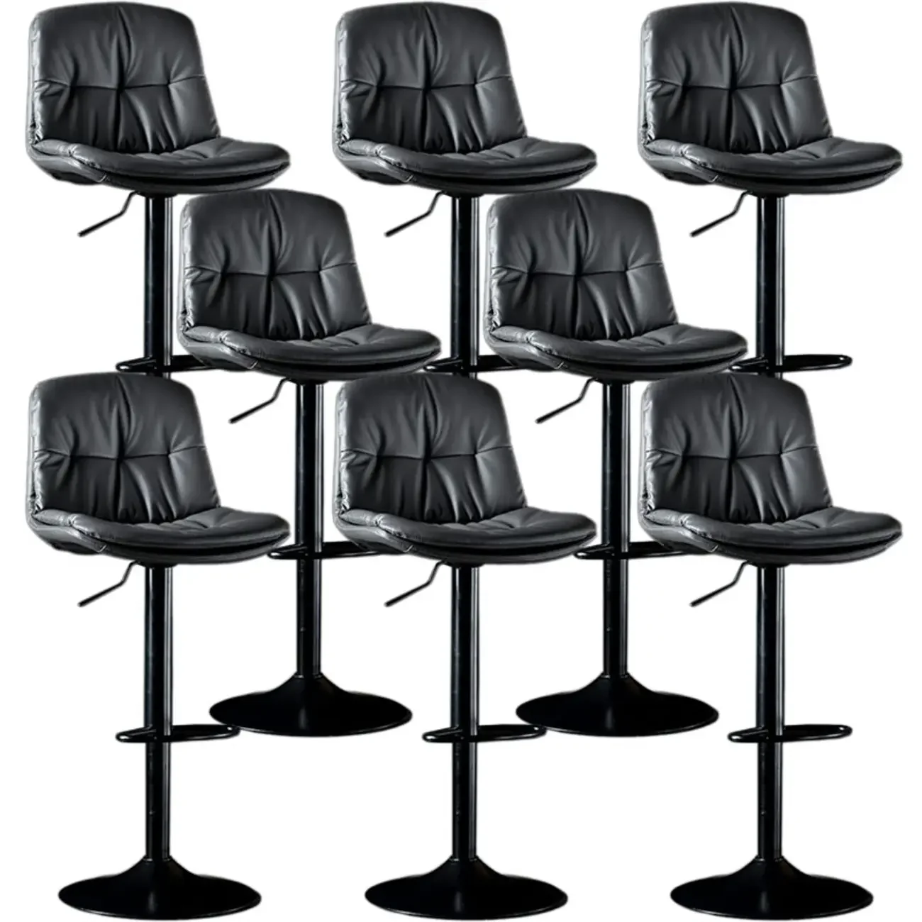 Adjustable Leather Low Back Swivel Bar Stool