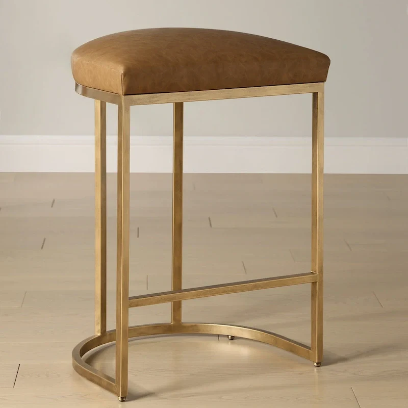 Counter Stool - Gold & Camel - Half-Moon Base