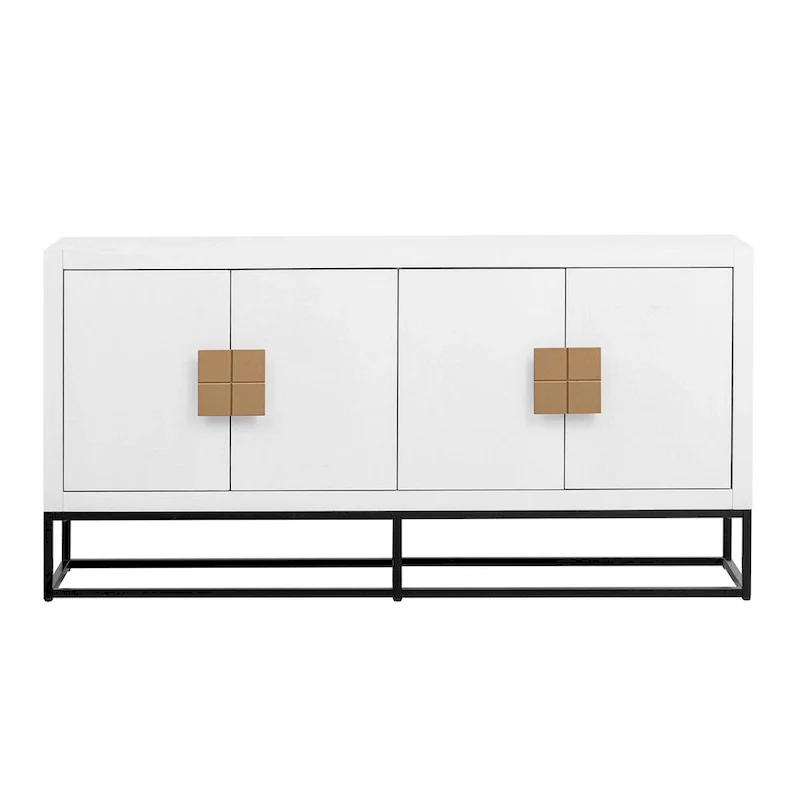 Modern 4-Door Sideboard with 3 Adjustable Shelves - MDF Storage Cabinet for Dining Room Kitchen - Elegant Design
