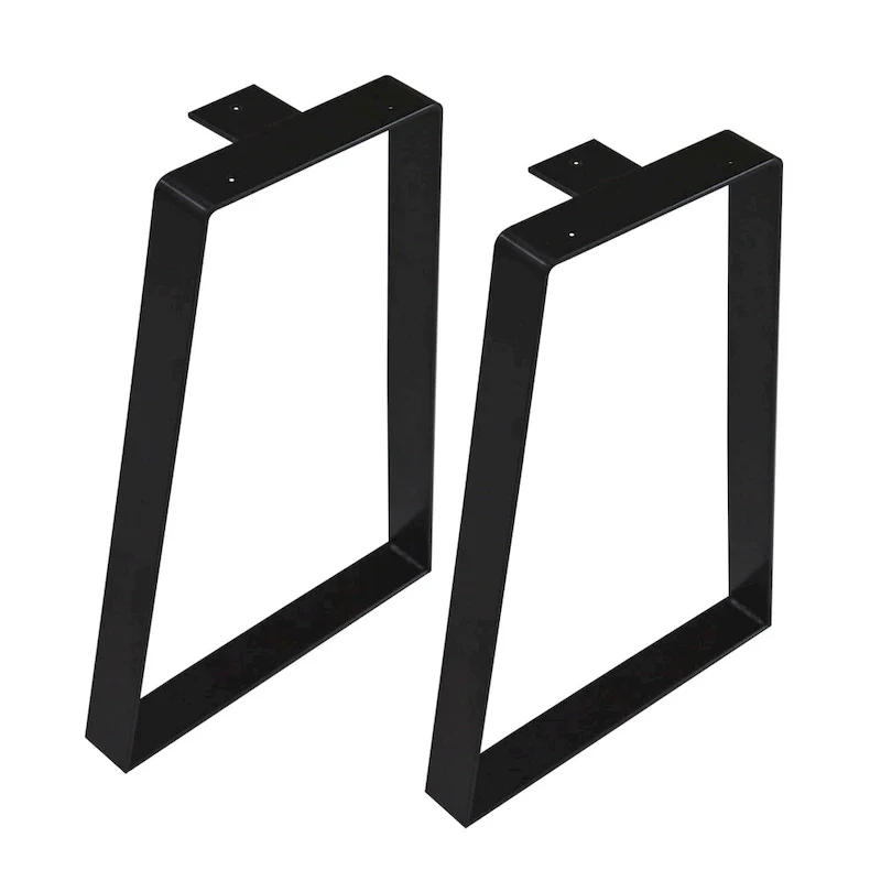 Set of 2 Flat Iron Trapezoid Metal Table Legs for Furniture - 6.7x11x15.5