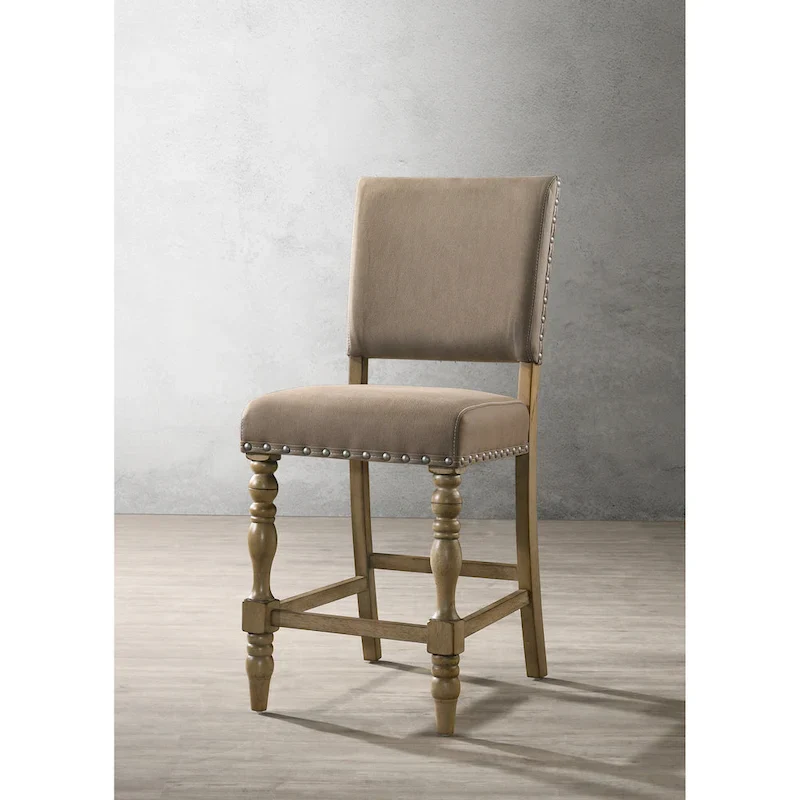 Birmingham Driftwood Finish Table with Nail Head Chairs Counter Height Dining