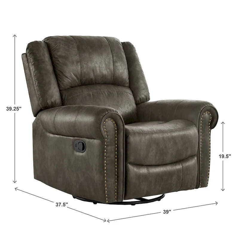 Polished microfiber rivet rotating gliding lounge chair