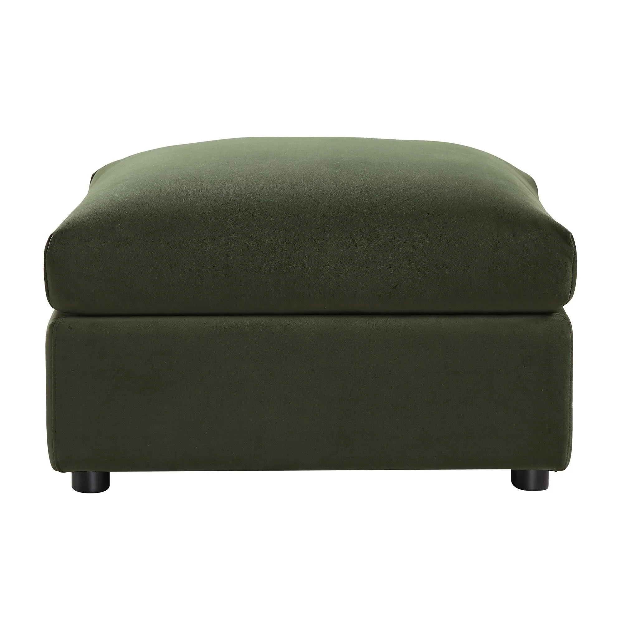 Moss Green Velvet Fabric Pouffe