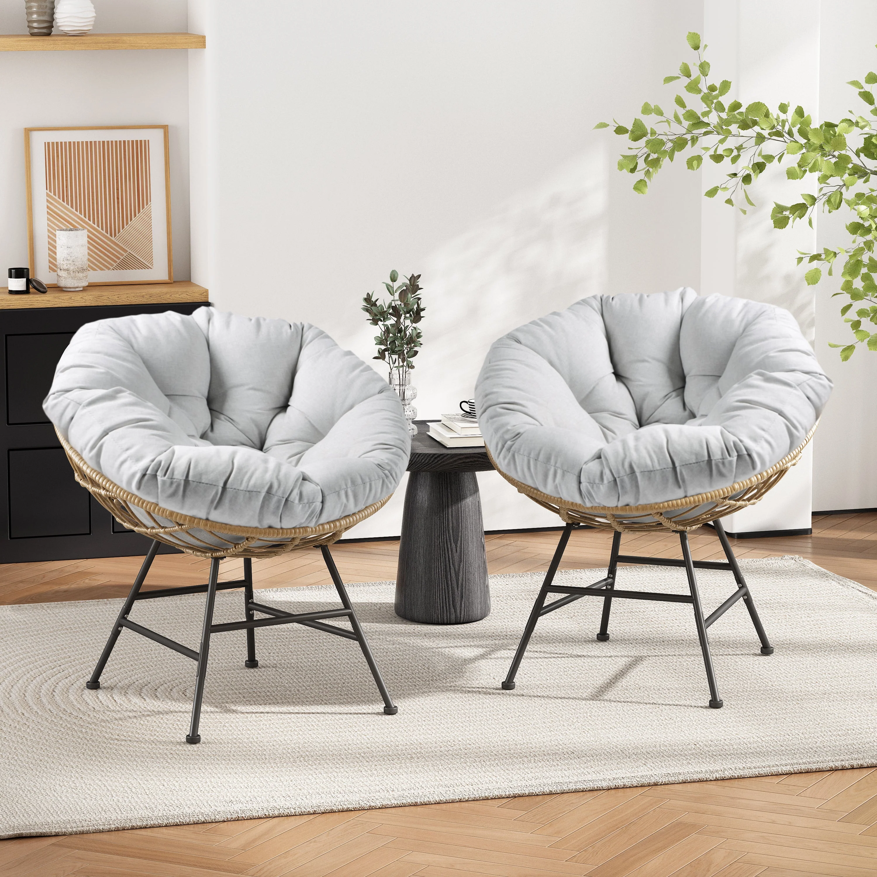 Redemond Outdoor PE Rattan Shelll Chair with Cushions