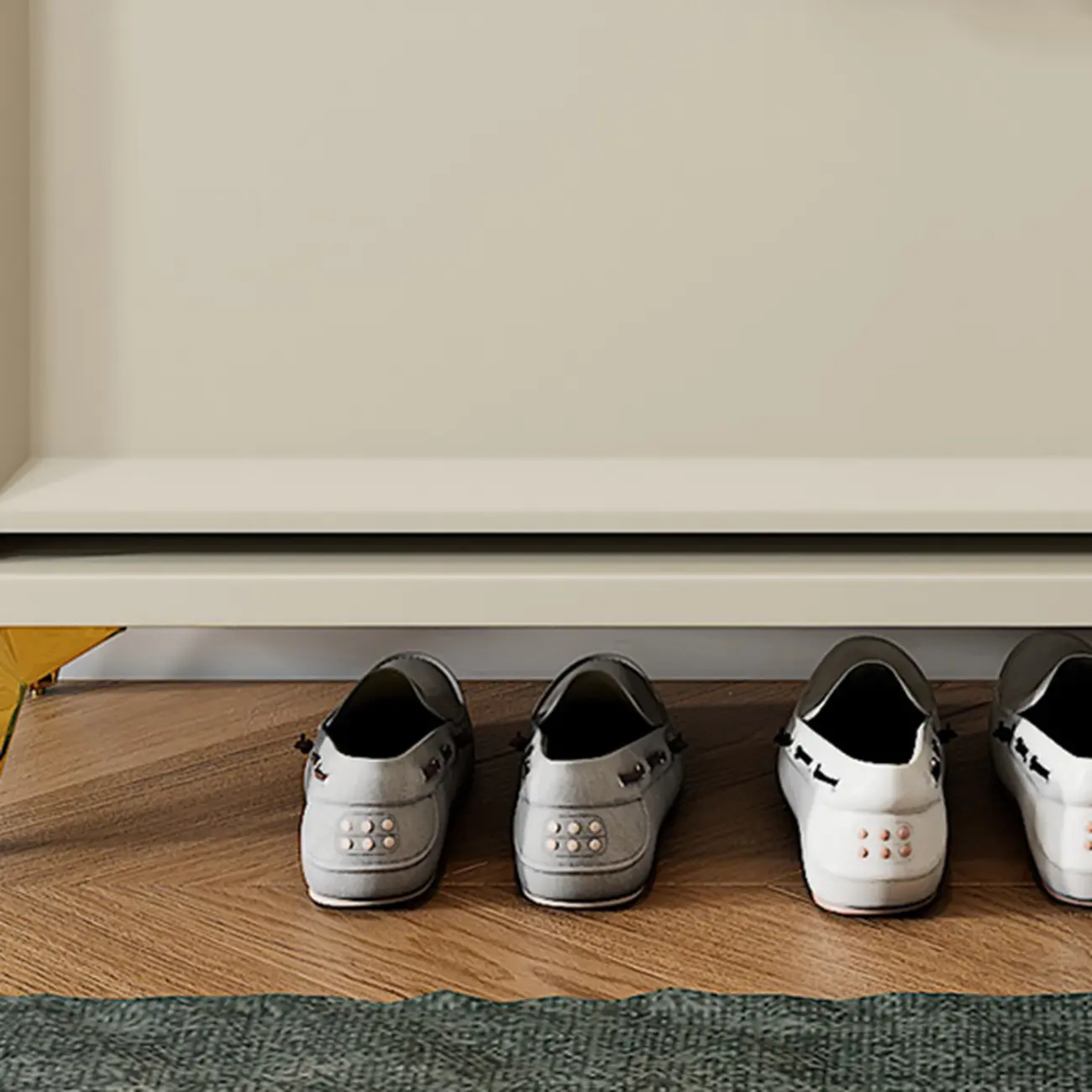 Drop-Front Adjustable Modern White Wood Narrow Shoe Cabinet