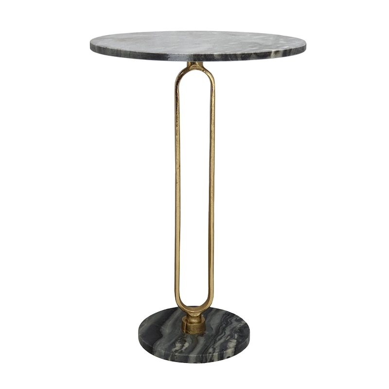 A&B Home Alexus Oval Steam Marble Table - Black/Gold
