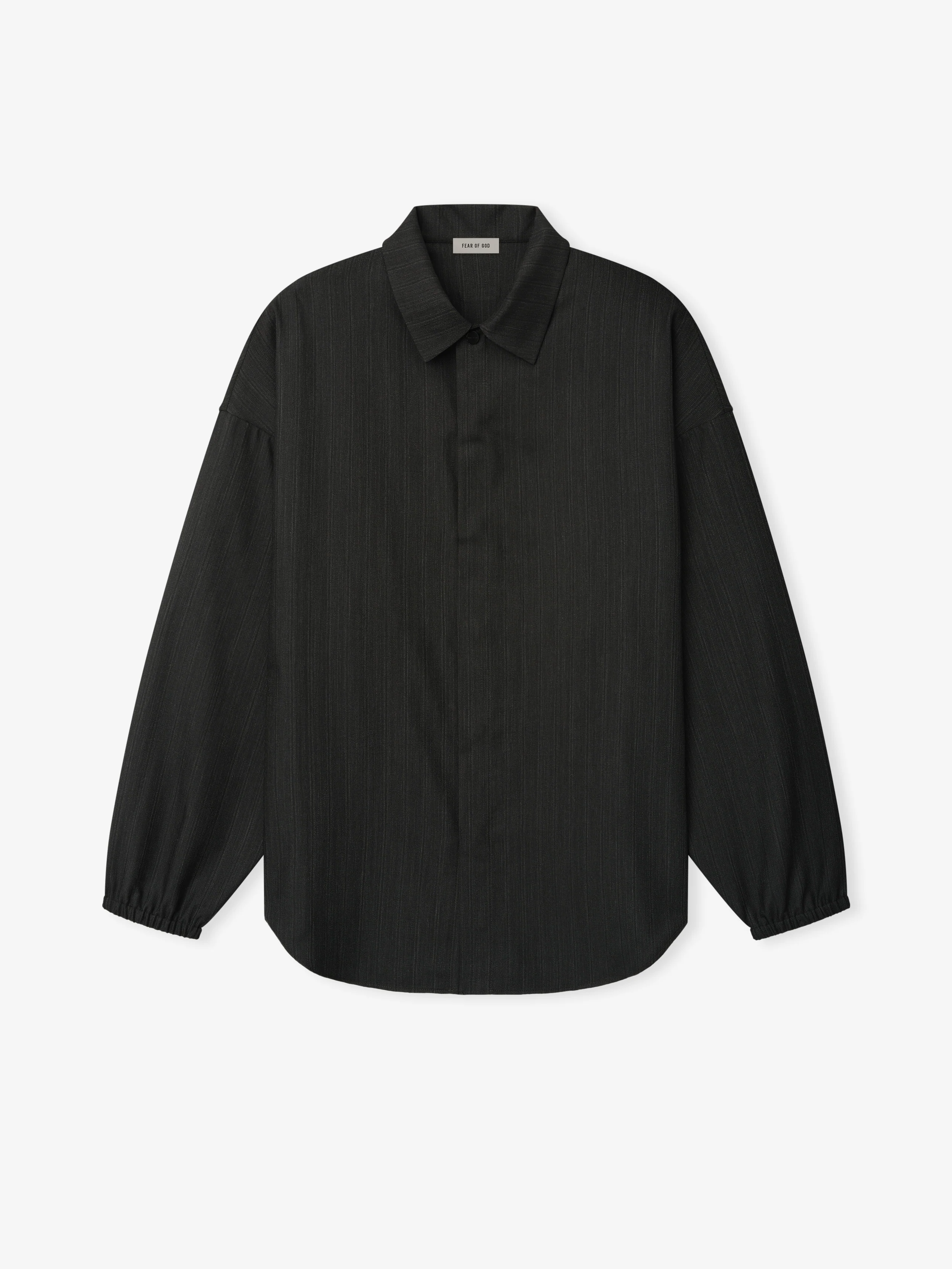 Black Striped Wool Elastic Cuff Shirt
