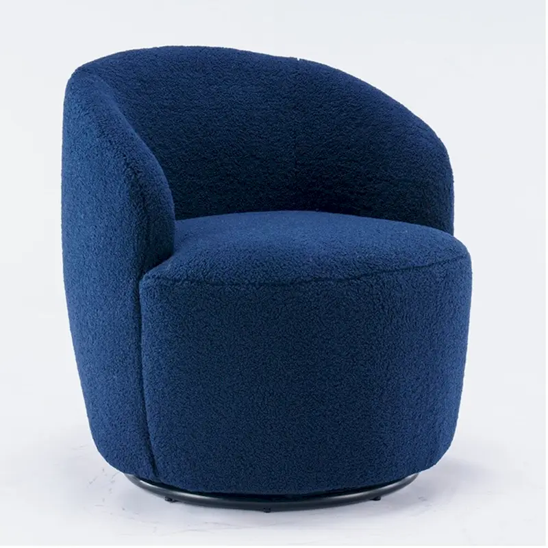360° Swivel Barrel Accent Chair – Soft Teddy Fabric, Ergonomic Backrest