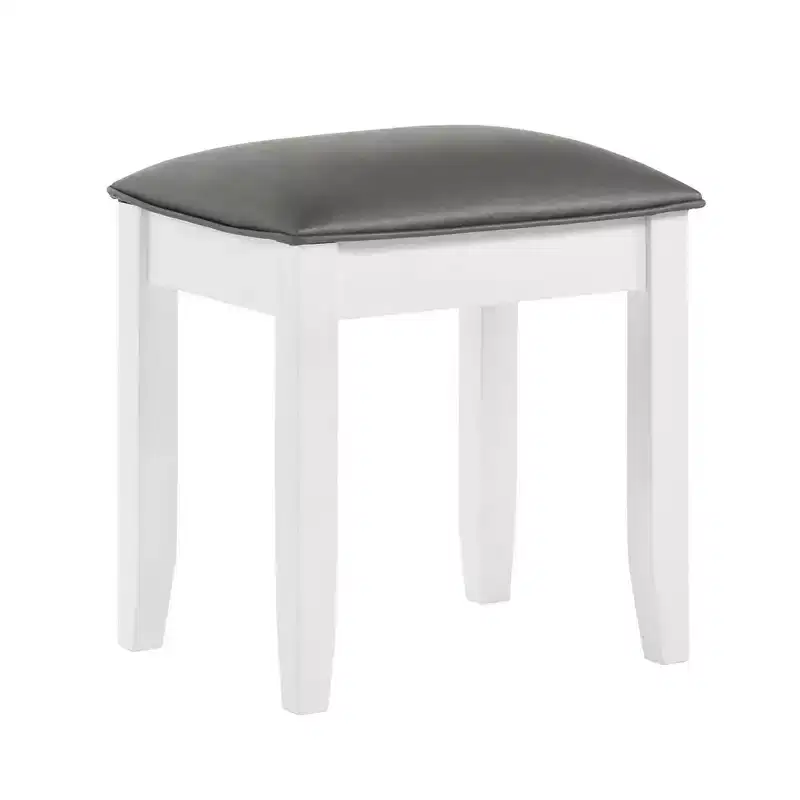 Simple Relax PU Upholstered Vanity Stool in Metallic and Glossy White