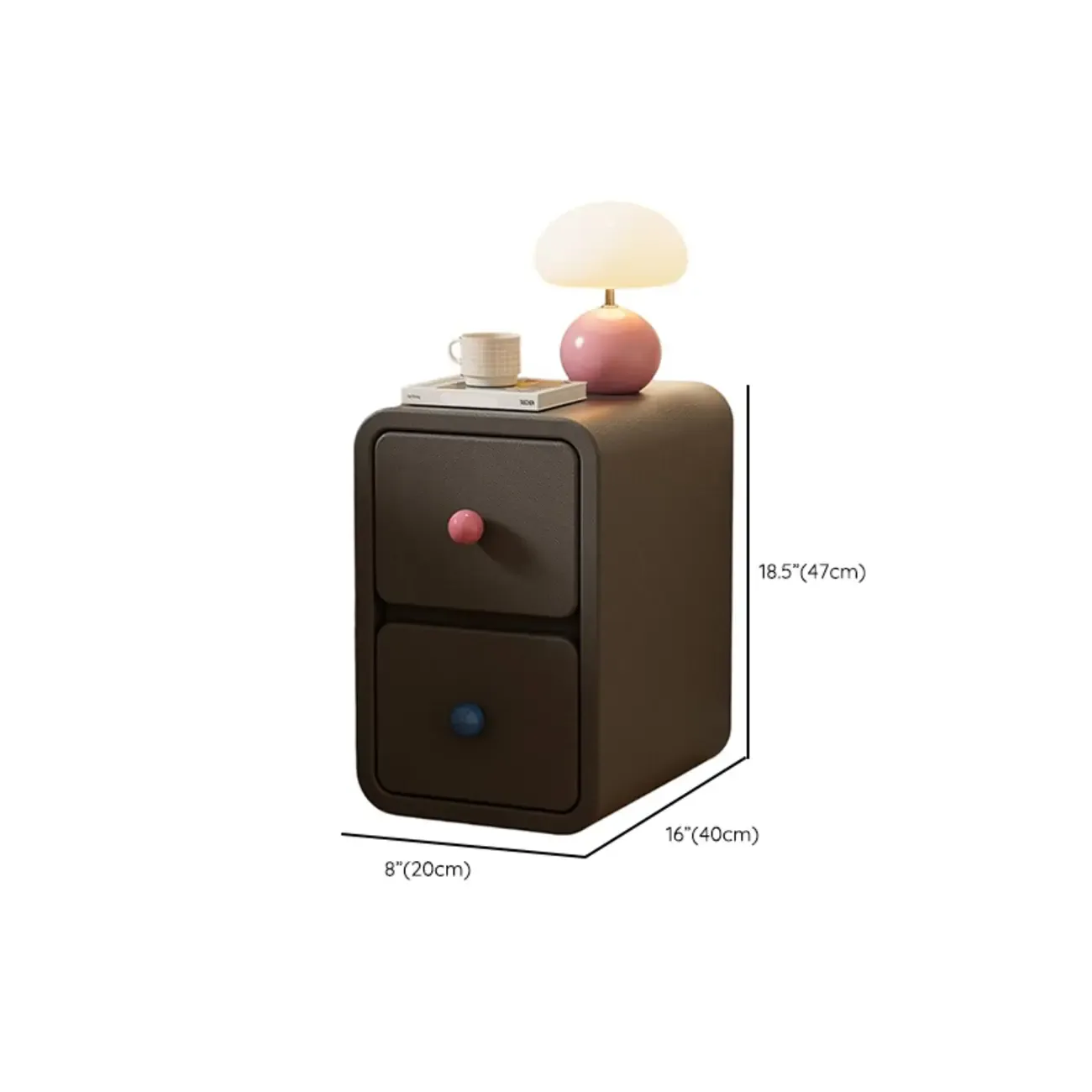 Narrow Rectangular Wood Nightstand with Drawers