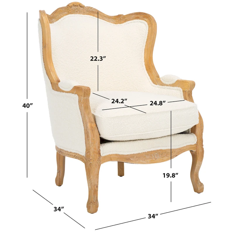 SAFAVIEH Couture Kali Oak Natural Linen Wing Chair - 34Wx34Dx40H