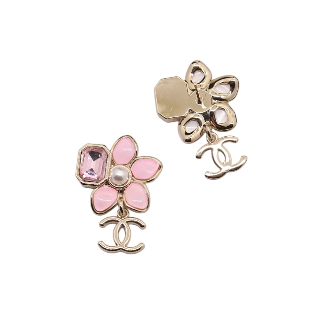 CCE398 Chanel Pink Flower earrings - ccjewelryacc