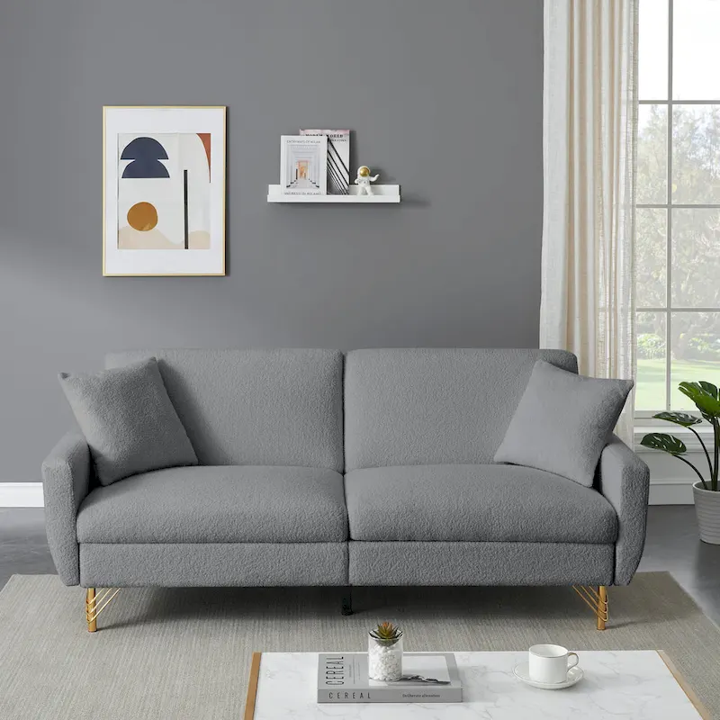 Foldable Futon Sofa Bed, Adjustable Backrest, Compact Design, Multi-Position Convertible