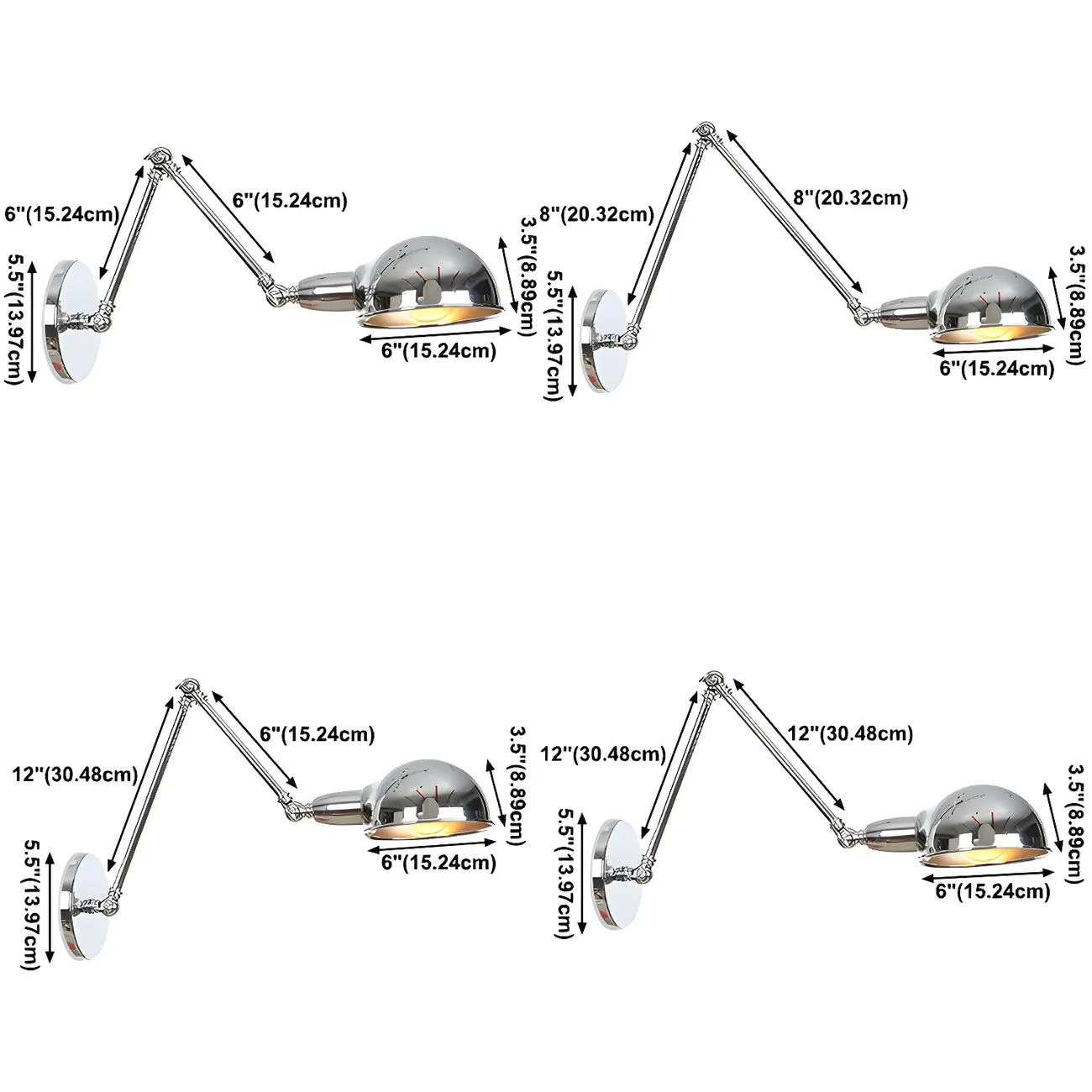 Metal Glossy Dome Swing Arm Wall Light