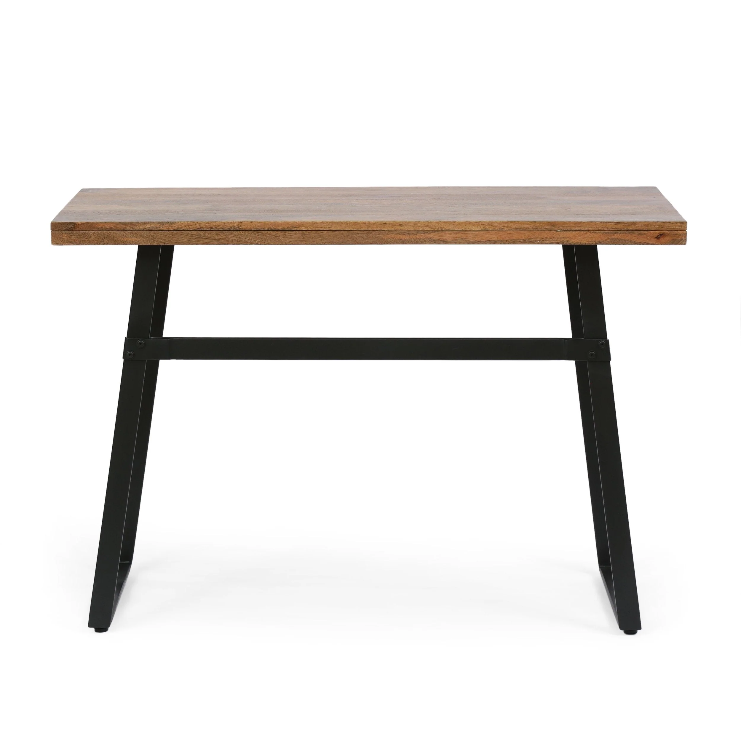 Modern Industrial Handcrafted Acacia Wood Desk, Natural and Black - NH464413