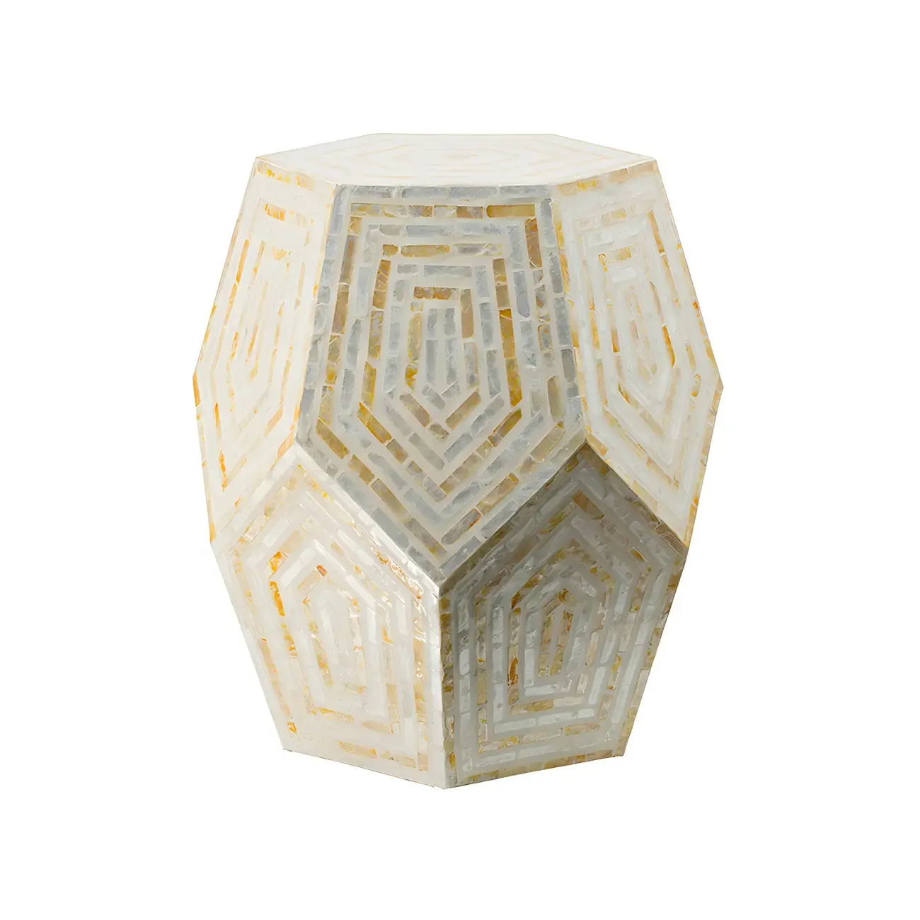 Tropical Mosaic Wooden Round Side Table