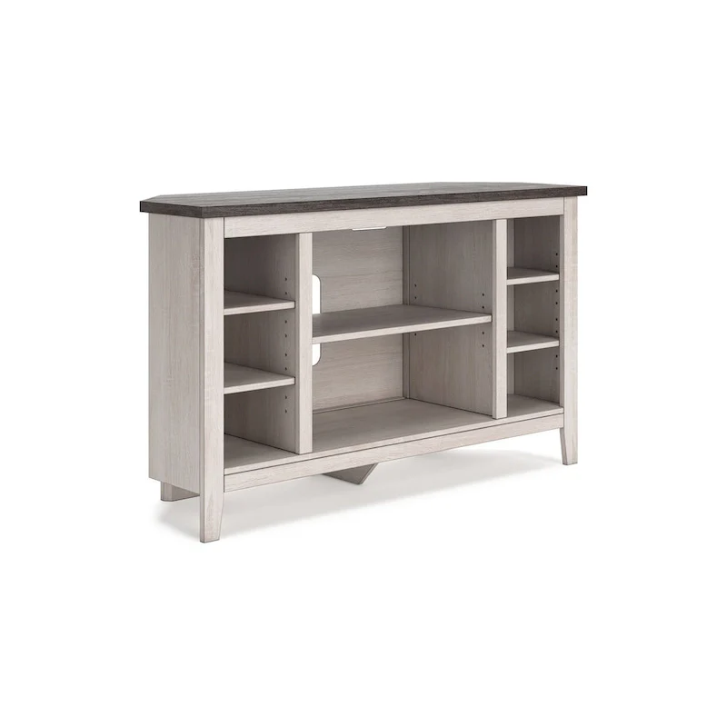 Corner TV Media Console, Slot For Fireplace Insert, 48 Inch White