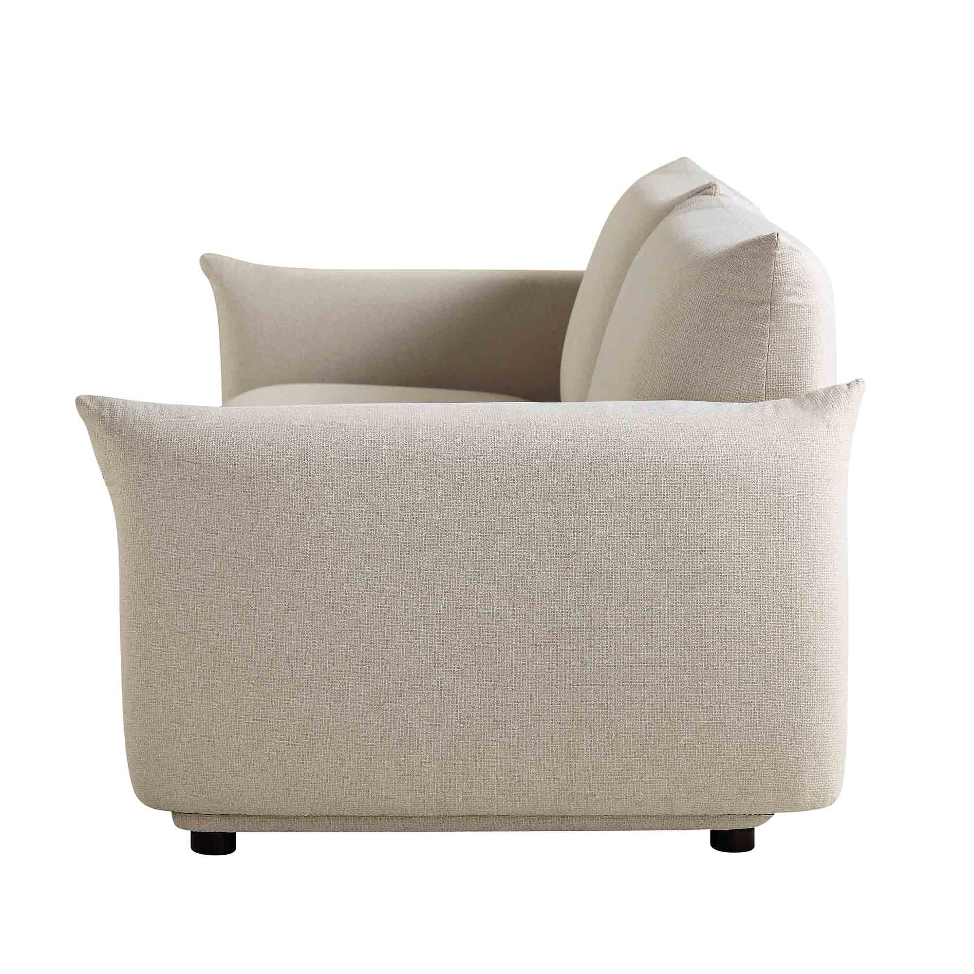 Three Seater Sofa, Beige Woven Fabric