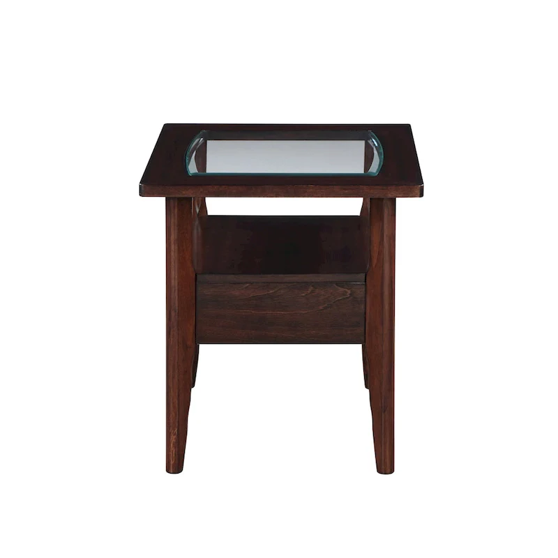 Genoas Traditional Walnut 27-inch Glasstop 1-Drawer End Table by Furniture of America