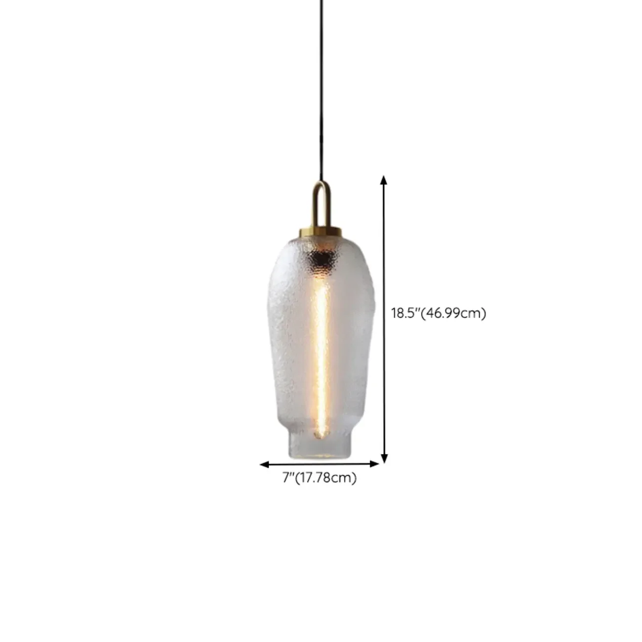Gold Metal Ribbed Clear Glass Kitchen Pendant Light