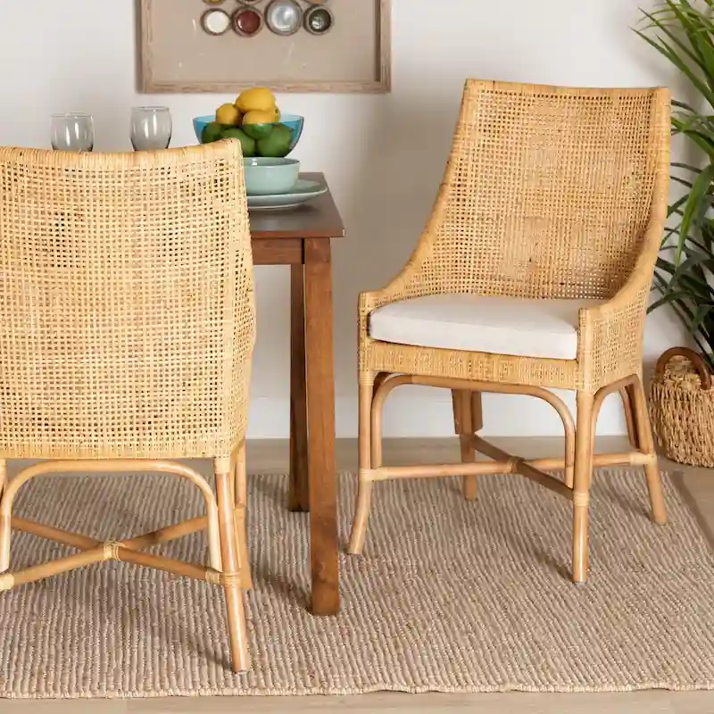 Bella Modern Bohemian Natural Brown Rattan Dining Chair