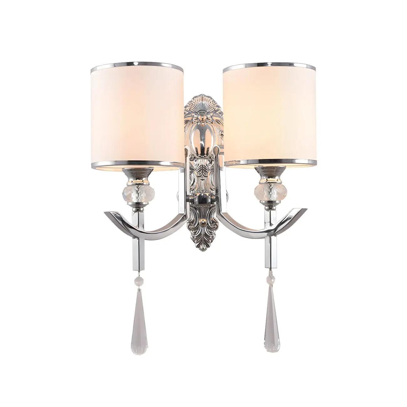 Modern Chrome Cylinder Shade Wall Sconce with Crystal
