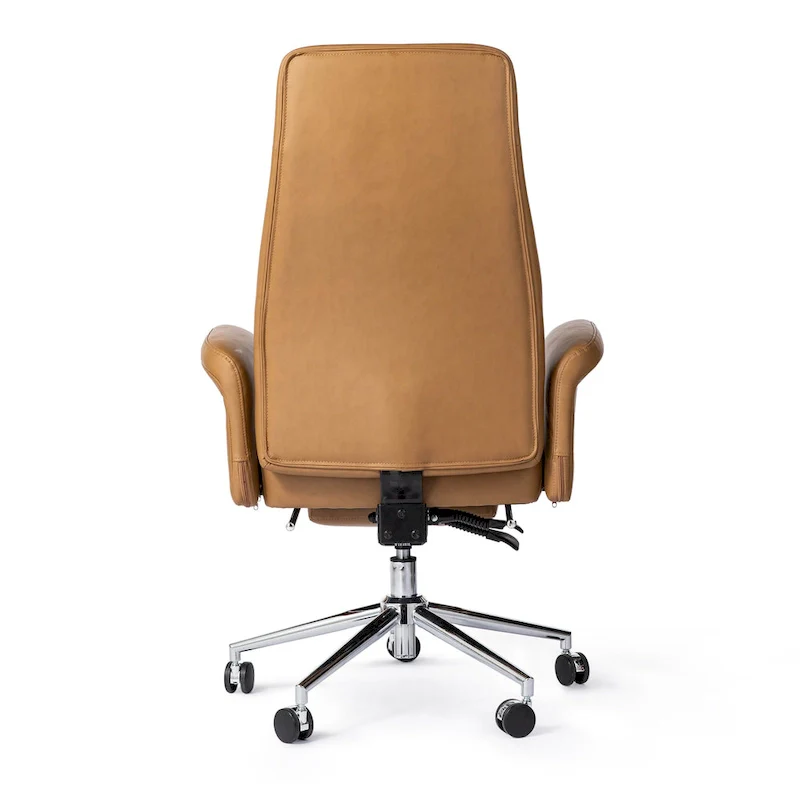 High-Back Office Chair with Footrest and Quilted Design for Adults