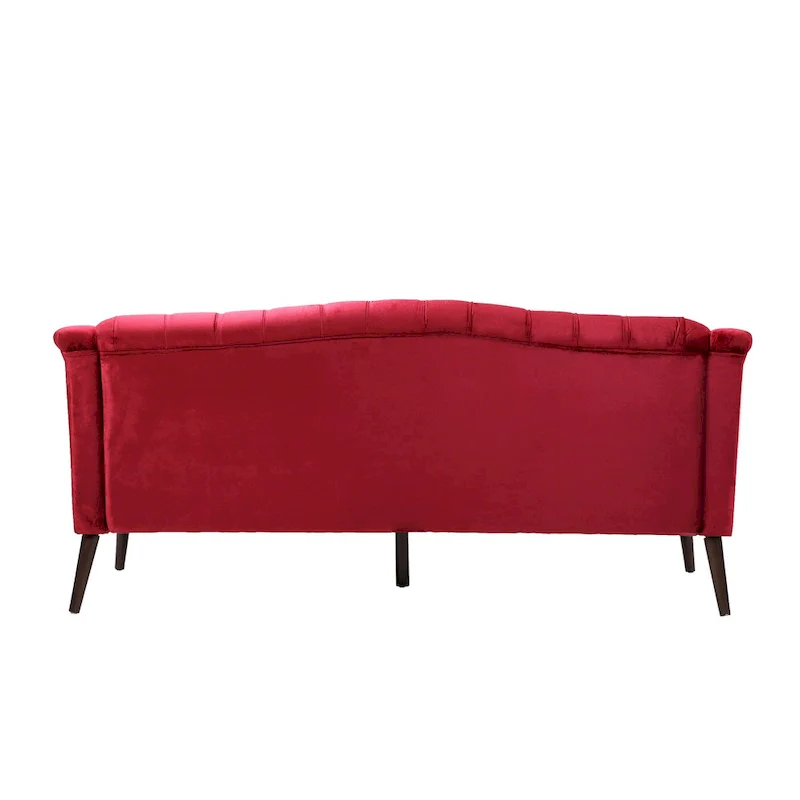 Modern 73.25 Button Tufted 3-Seater Sofa with Birch Legs