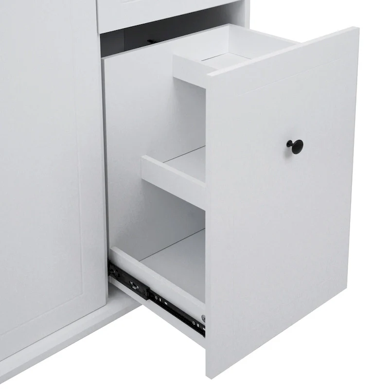 53.9 Width Rolling Kitchen Island with Drop Leaf and 3 Tier Pull Out Cabinet