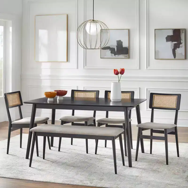 Lifestorey 6pc Whitney Rectangular Dining Set Black