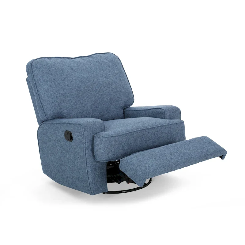 Charcoal/Navy Tweed Traditional Glider Recliner with Swivel, 1-Person