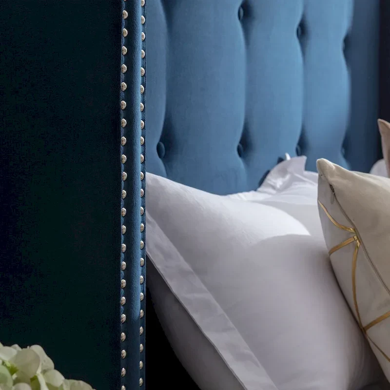 CUSchoice 54 High Headboard Upholstered Queen/King Bed (No Box Spring Needed)