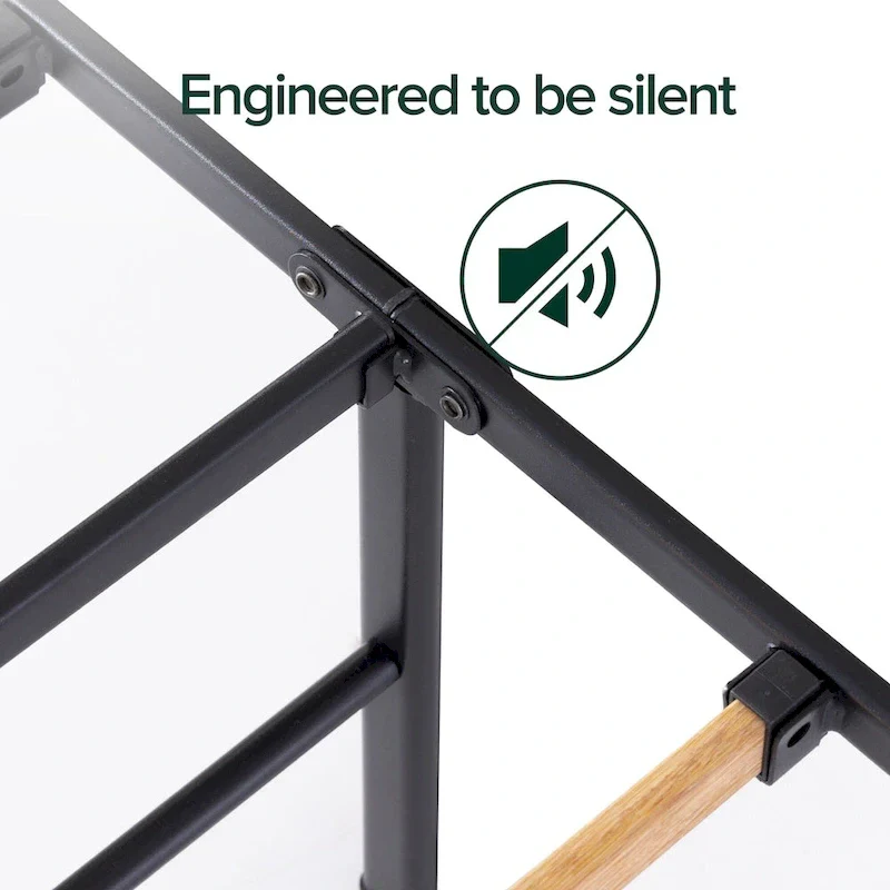 Black 14-Inch Steel Platform Bed Frame with Bamboo Slats – Twin, Twin XL, Full, Queen or King