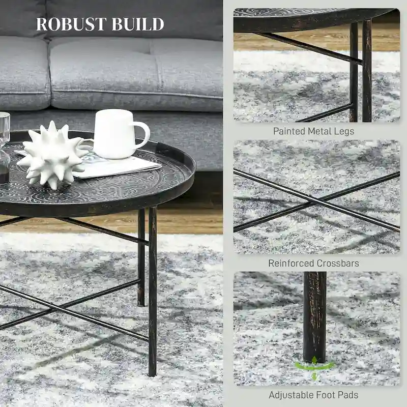 Black Round Coffee Table 24