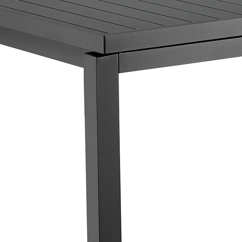 Meta 95 Inch Extendable Dining Table, Gray Aluminum Frame, Plank Style Top