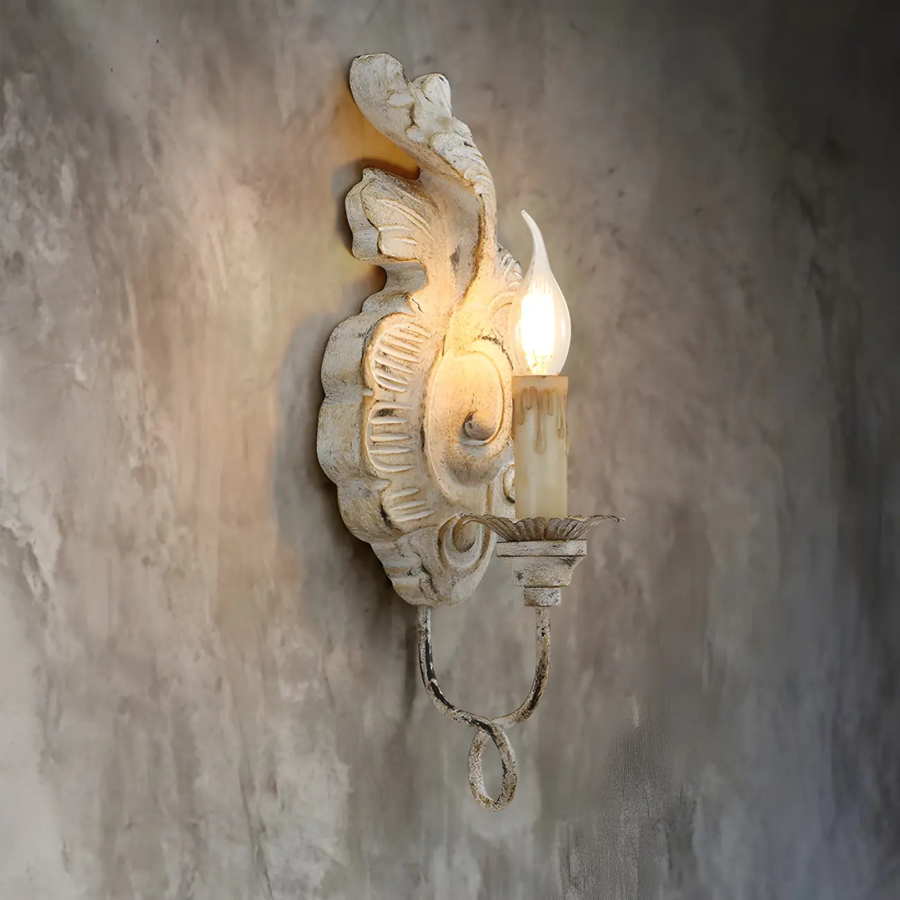 Antique Wall Sconce with Fabric Shade for Hallway Decor