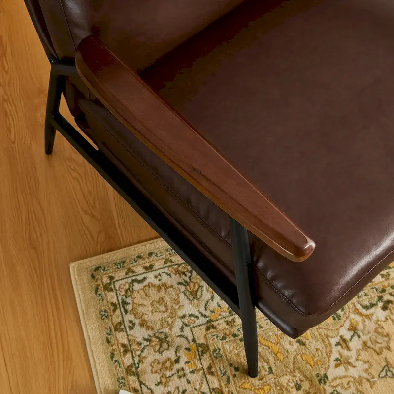 28W Mid-century Modern Soft PU Leather Accent Armchair - 28 W x 31 D x 30.75 H