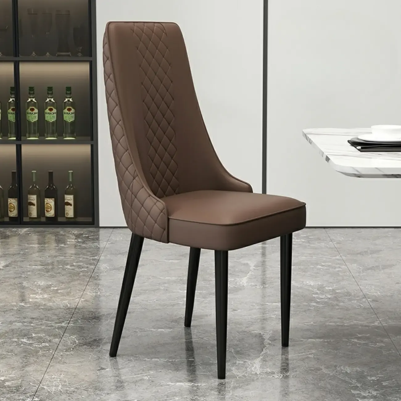 Modern Leather Full Back Upholstered Dining Chair