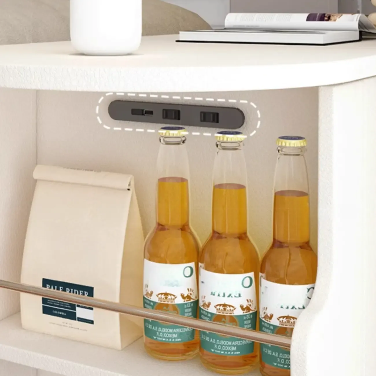 Adjustable White Wood Multi-Functional Side Table with Wheels