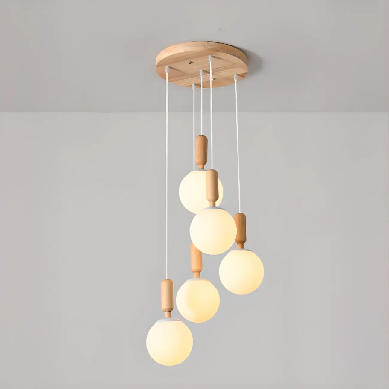 Milk Glass Cluster Pendant Light With Adjustable Length